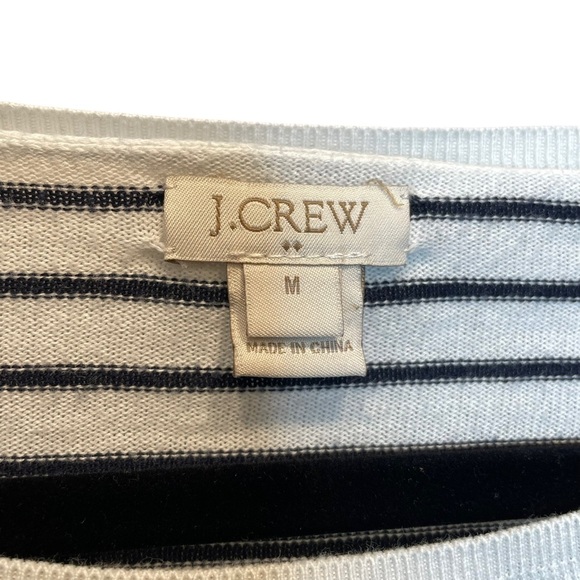J.Crew Factory Stripes White & Dark Navy Sweater with Embroidered Cherry Medium - Picture 3 of 7